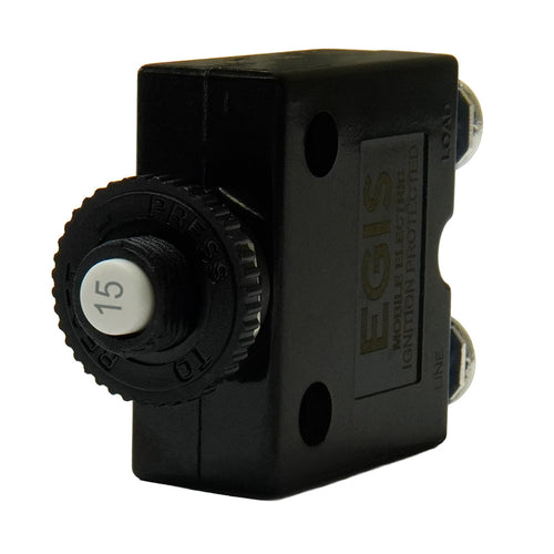 Egis 15A Push Button Panel Mount Circuit Breaker  Screw Terminals 471015