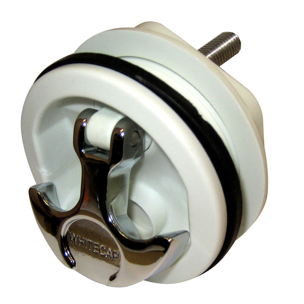 Whitecap THandle Latch  Chrome Plated ZamacWhite Nylon  No Lock  Freshwater Use Only S0230WC