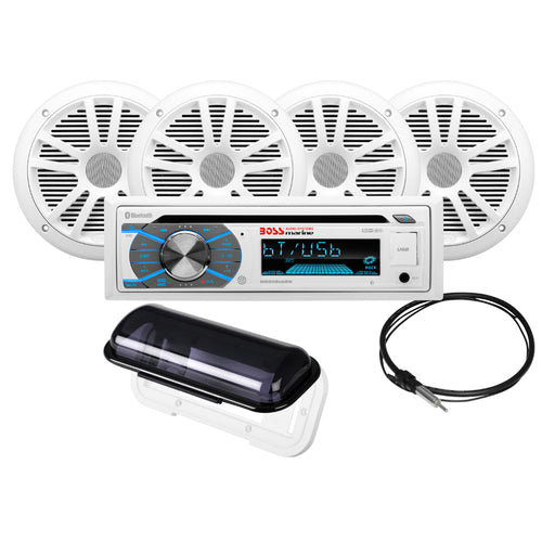 Boss Audio MCK508WB64S Marine Stereo  2 Pairs of 65 Speaker Kit  White MCK508WB64S